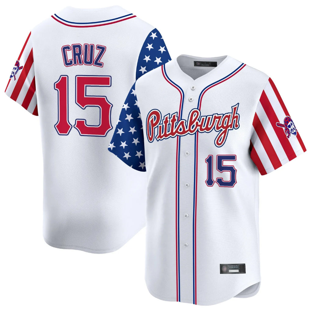 Johmsee P.Pirates #15 Oneil Cruz Player White 2025 Independence Day Vapor Premier Limited Stitched Jerseys