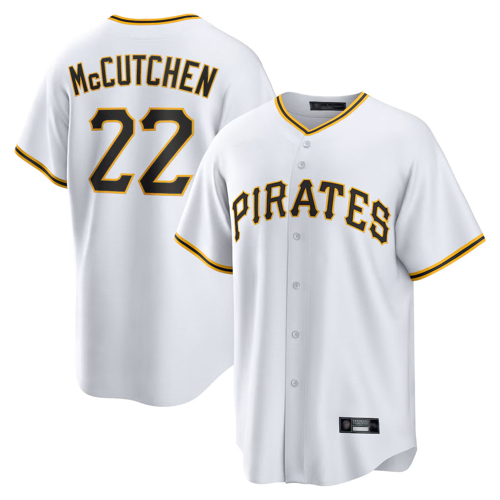 Johmsee P.Pirates #22 Andrew McCutchen Player White Home Game Stitched Jerseys