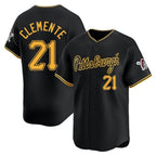 Johmsee P.Pirates #21 Roberto Clemente Player Black Alt Home Limited Stitched Jerseys