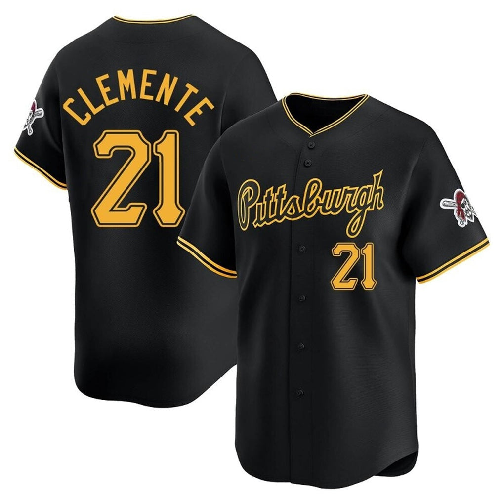 Johmsee P.Pirates #21 Roberto Clemente Player Black Alt Home Limited Stitched Jerseys