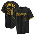 Johmsee P.Pirates #21 Roberto Clemente Player Black Snake Skin City Home Limited Stitched Jerseys