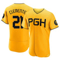 Johmsee P.Pirates #21 Roberto Clemente Player Gold City Connect Home Limited Elite Stitched Jerseys