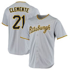 Johmsee P.Pirates #21 Roberto Clemente Player Gray Road Home Game Stitched Jerseys
