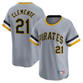 Johmsee P.Pirates #21 Roberto Clemente Player Gray Throwback Cooperstown Collection Limited T-shirt Stitched Jerseys