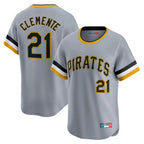 Johmsee P.Pirates #21 Roberto Clemente Player Gray Throwback Cooperstown Collection Limited T-shirt Stitched Jerseys