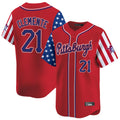 Johmsee P.Pirates #21 Roberto Clemente Player Red 2025 Independence Day Vapor Premier Limited Stitched Jerseys