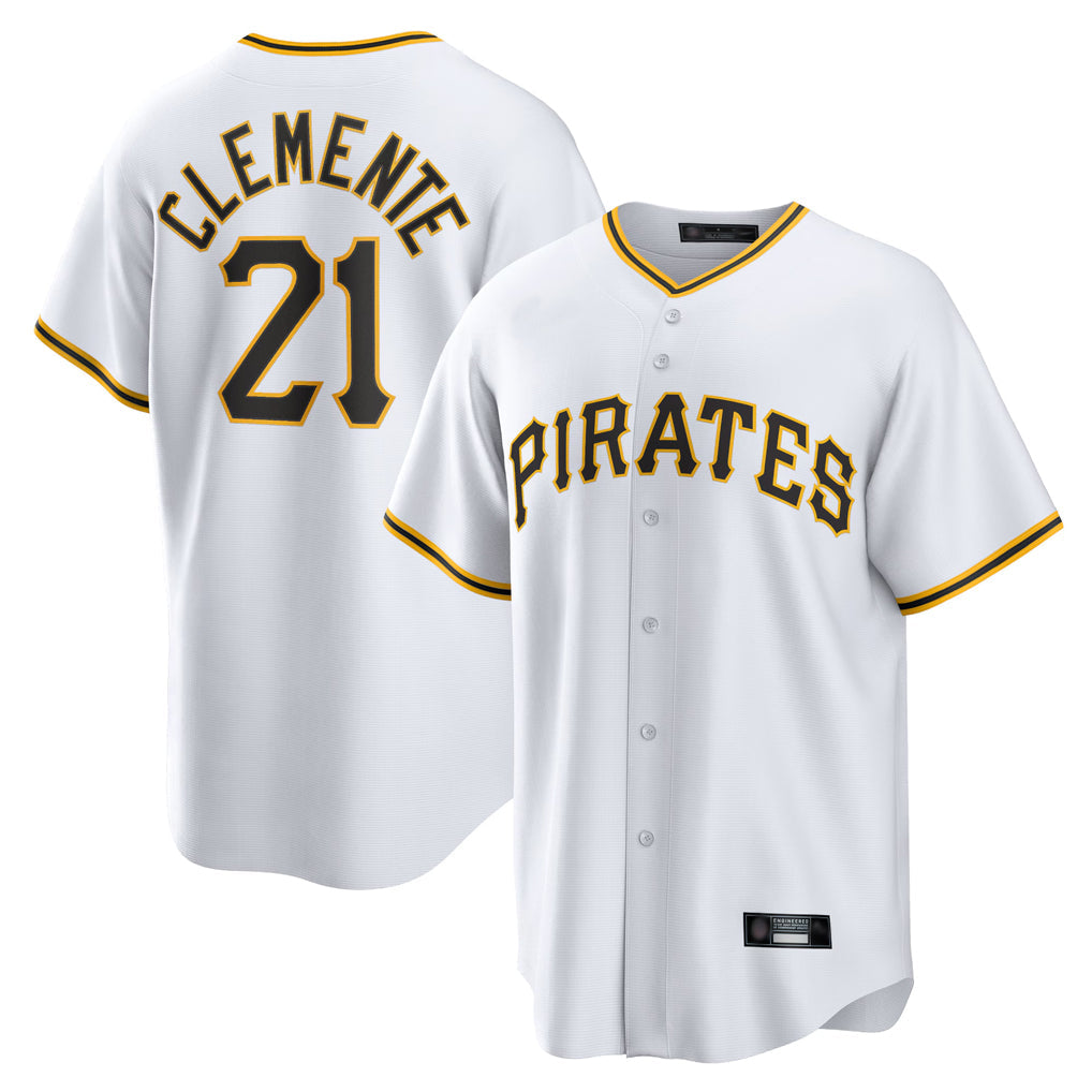 Johmsee P.Pirates #21 Roberto Clemente Player White Home Game Stitched Jerseys