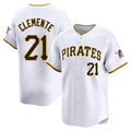 Johmsee P.Pirates #21 Roberto Clemente Player White Home Limited Stitched Jerseys