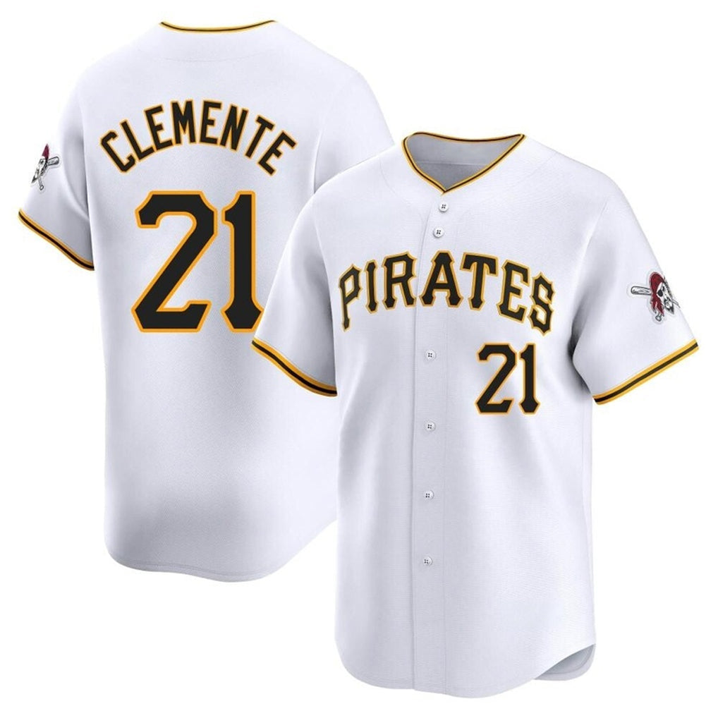 Johmsee P.Pirates #21 Roberto Clemente Player White Home Limited Stitched Jerseys