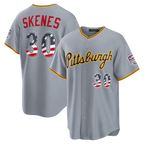 Johmsee P.Pirates #30 Paul Skenes Gray USA 250 Fourth of July Road Stadium Jersey