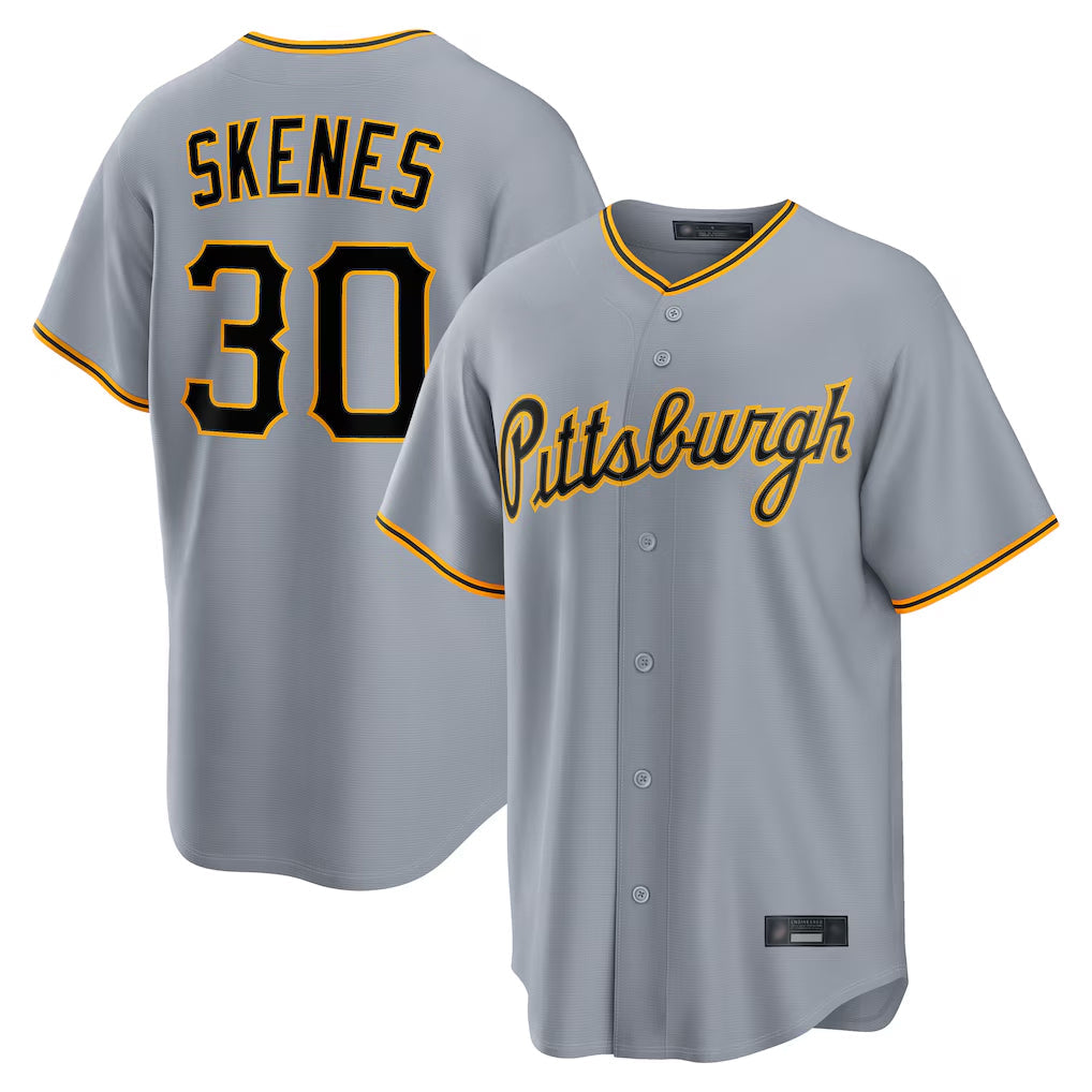 Johmsee P.Pirates #30 Paul Skenes Player Gray Road Home Game Stitched Jerseys