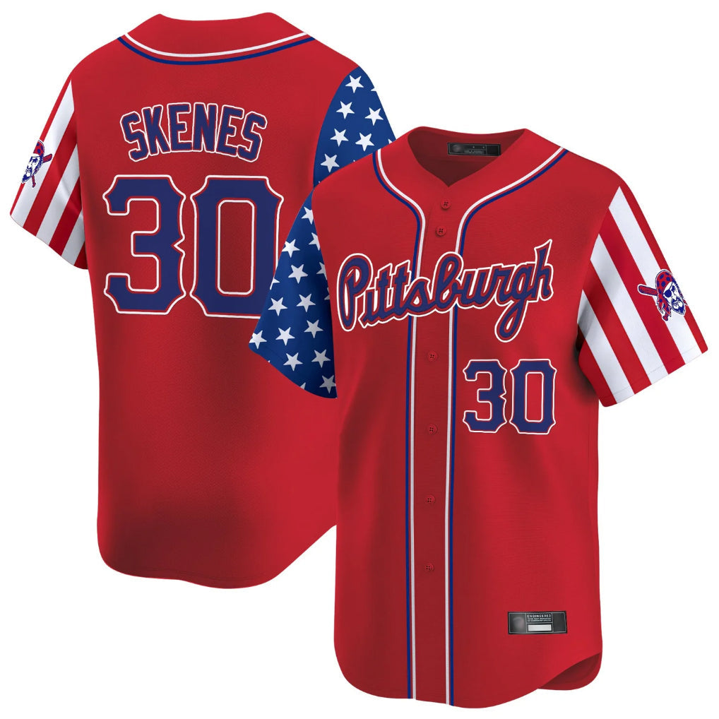 Johmsee P.Pirates #30 Paul Skenes Player Red 2025 Independence Day Vapor Premier Limited Stitched Jerseys