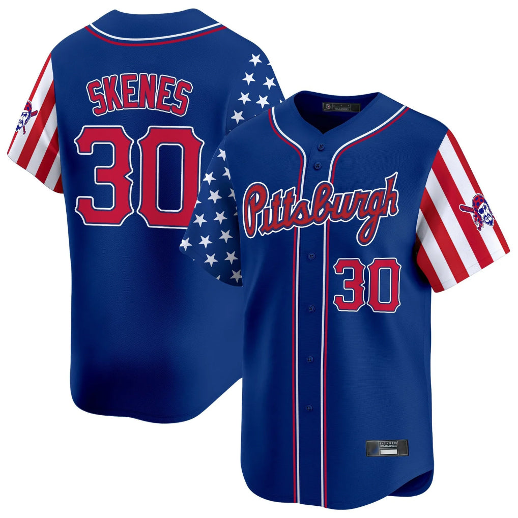 Johmsee P.Pirates #30 Paul Skenes Player Royal 2025 Independence Day Vapor Premier Limited Stitched Jerseys