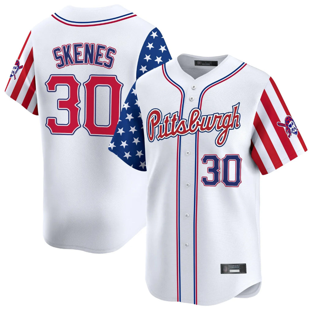 Johmsee P.Pirates #30 Paul Skenes Player White 2025 Independence Day Vapor Premier Limited Stitched Jerseys