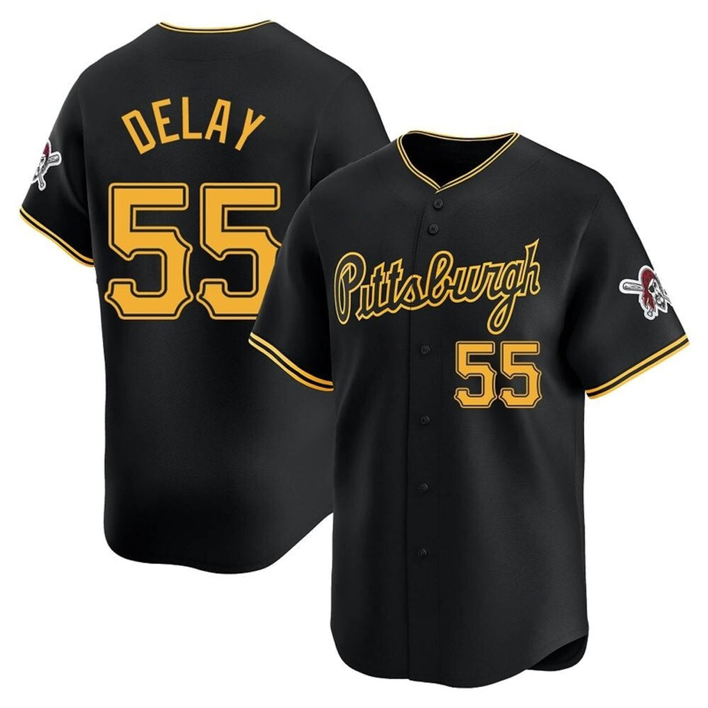 Johmsee P.Pirates #55 Jason Delay Player Black Alt Home Limited Stitched Jerseys
