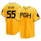 Johmsee P.Pirates #55 Jason Delay Player Gold City Connect Home Game Stitched Jerseys