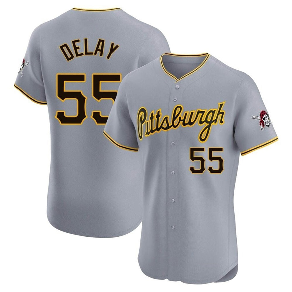 Johmsee P.Pirates #55 Jason Delay Player Gray Road Home Limited Elite Stitched Jerseys