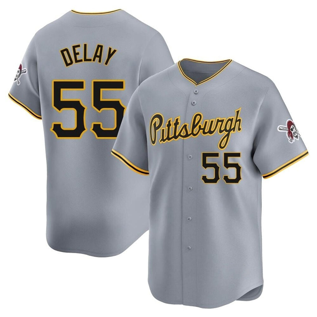 Johmsee P.Pirates #55 Jason Delay Player Gray Road Home Limited Stitched Jerseys