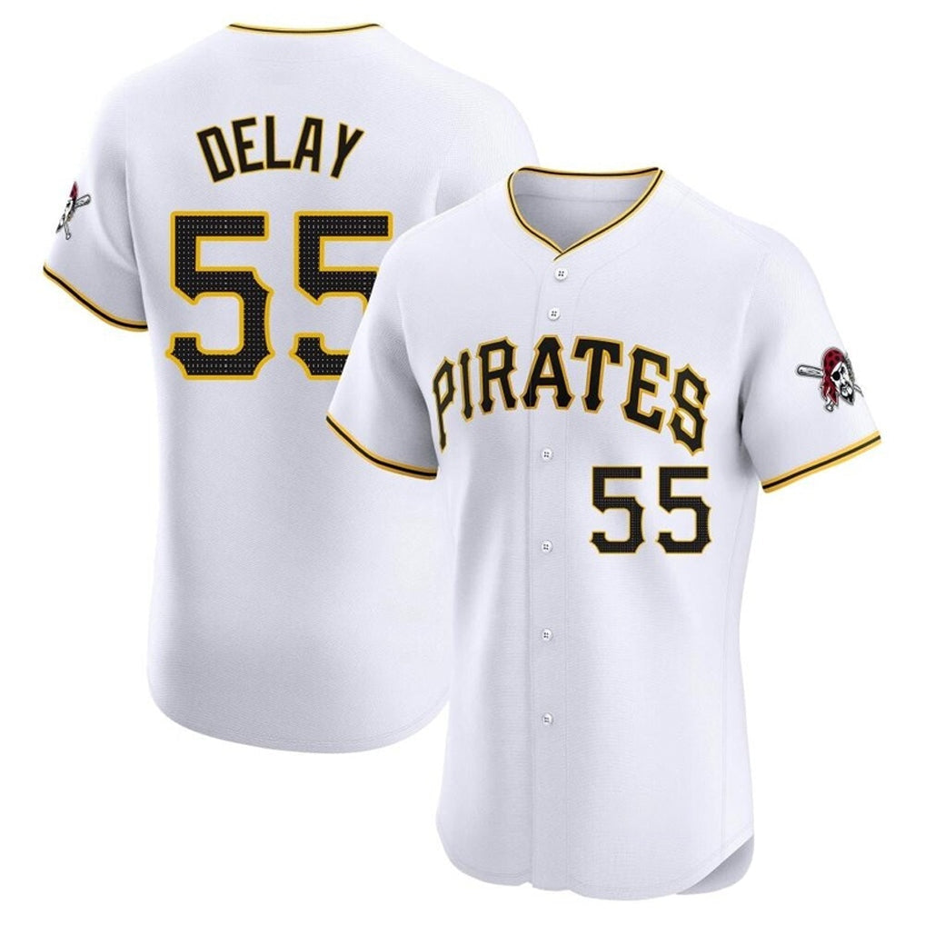 Johmsee P.Pirates #55 Jason Delay Player White Home Limited Elite Stitched Jerseys