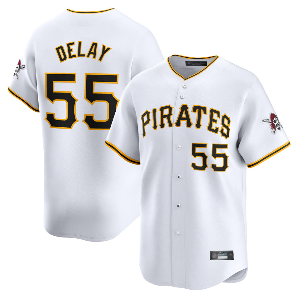 Johmsee P.Pirates #55 Jason Delay Player White Home Limited Stitched Jerseys