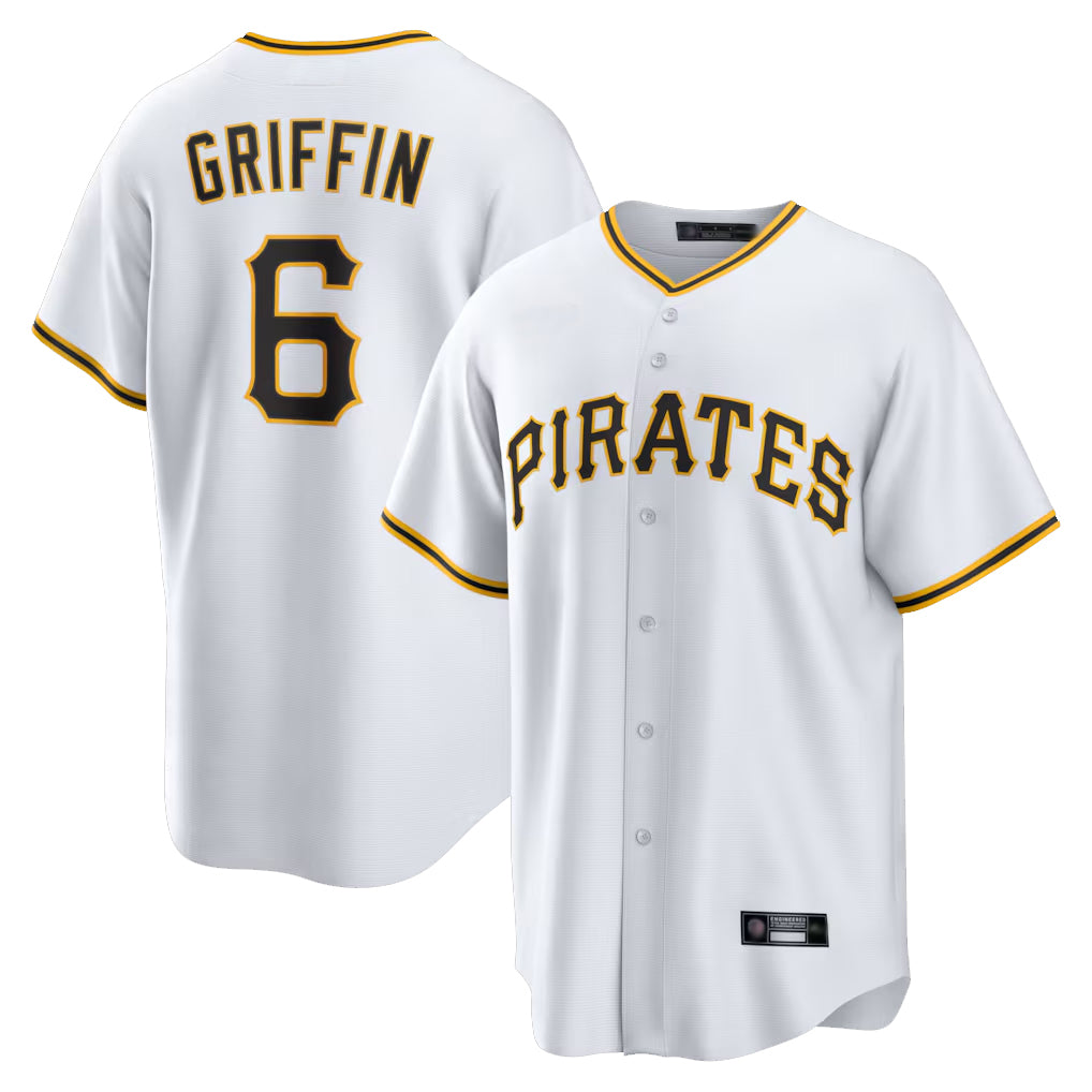 Johmsee P.Pirates #6 Konnor Griffin Player White Home Game Stitched Jerseys