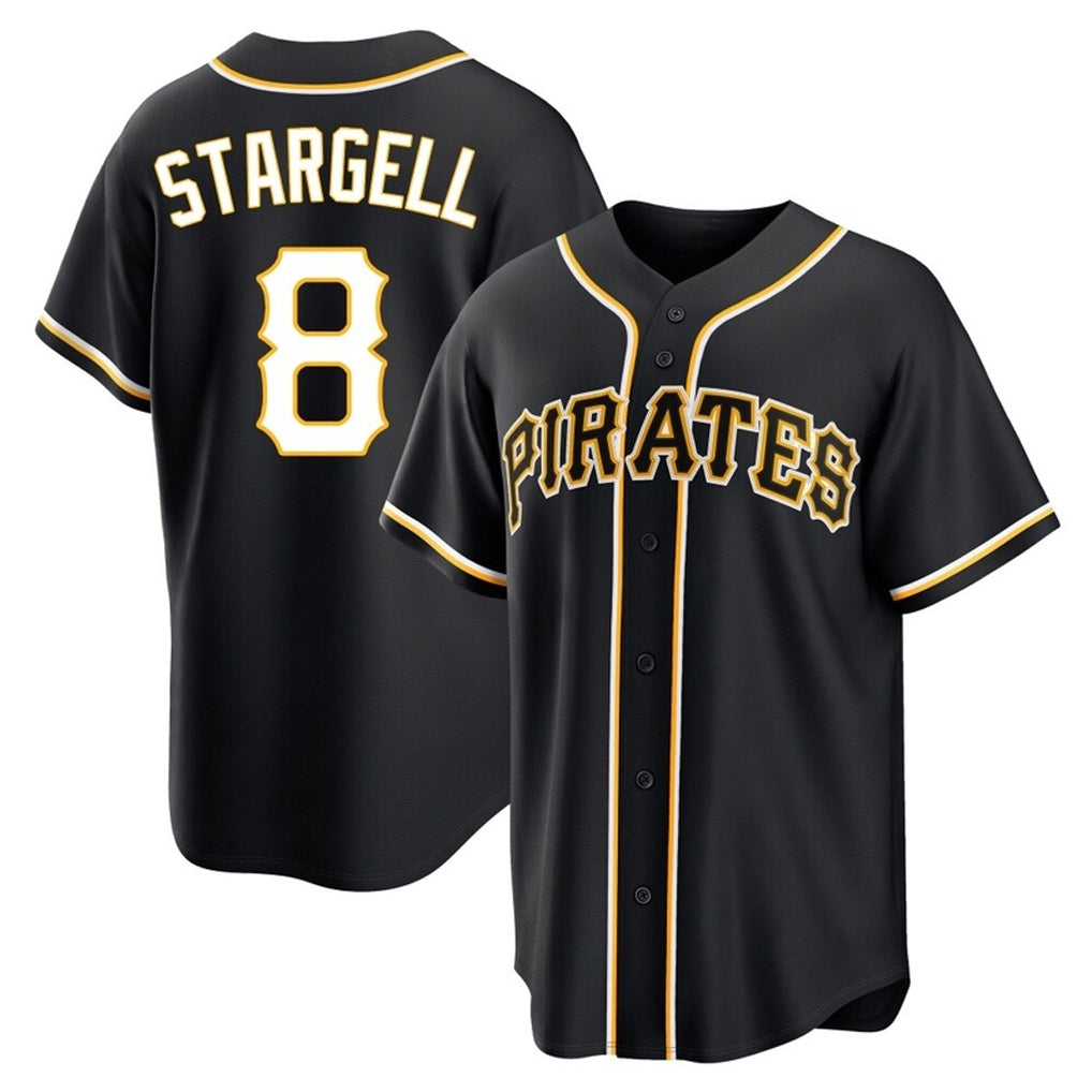 Johmsee P.Pirates #8 Willie Stargell Player Black Fashion Out Home Game Stitched Jerseys