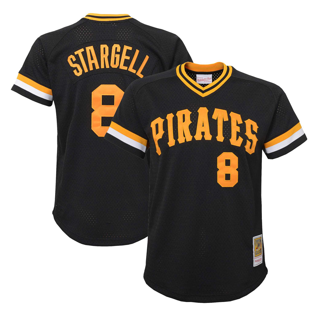Johmsee P.Pirates #8 Willie Stargell Player Black Mitchell & Ness Black Cooperstown Collection Mesh Batting Limited Stitched Jerseys
