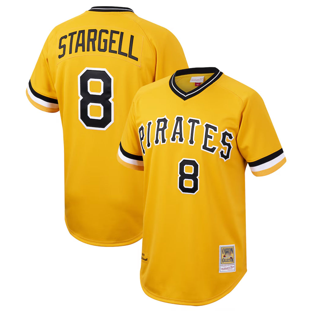 Johmsee P.Pirates #8 Willie Stargell Player Gold Mitchell & Ness Cooperstown Collection 1979 Limited Stitched Jerseys