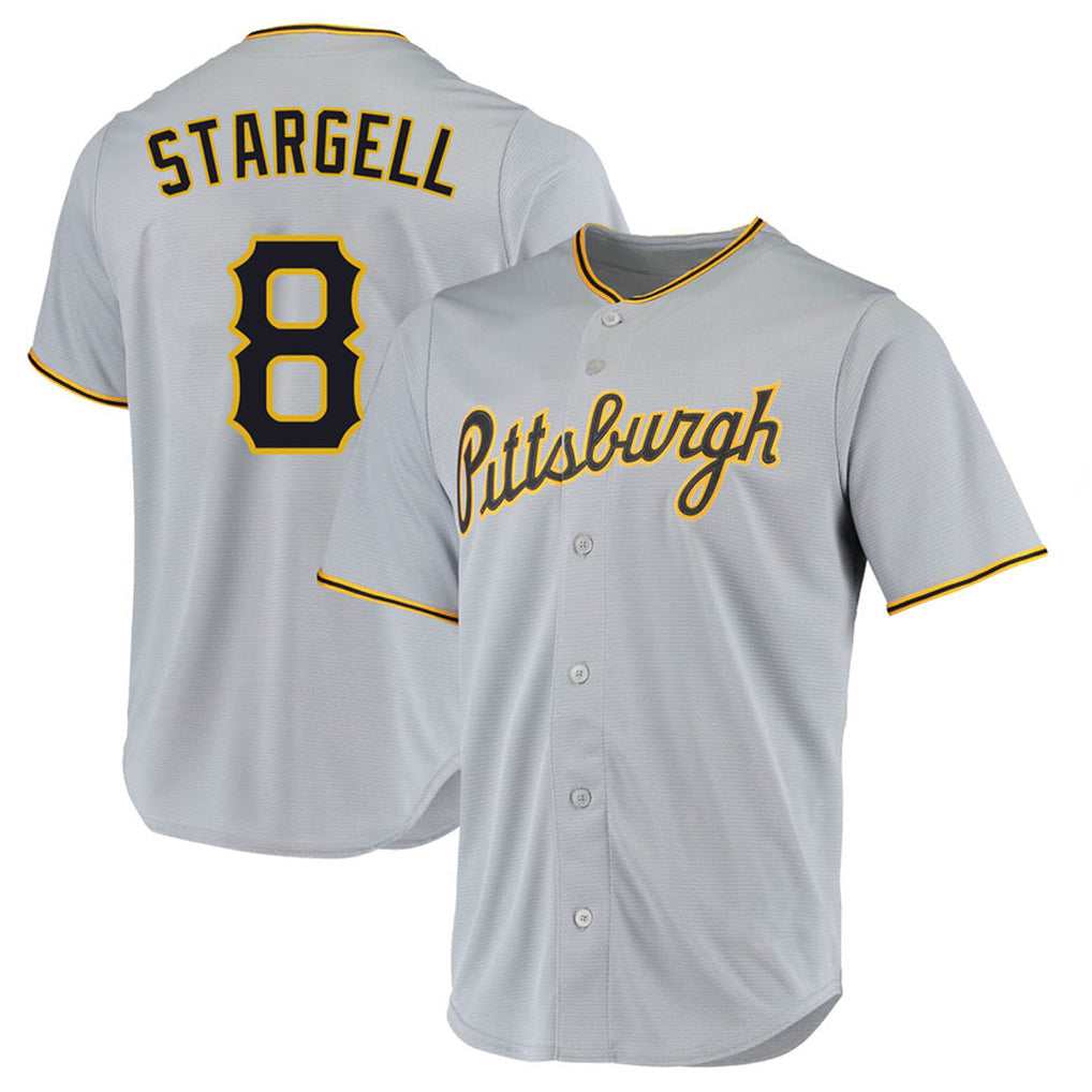 Johmsee P.Pirates #8 Willie Stargell Player Gray Road Home Game Stitched Jerseys