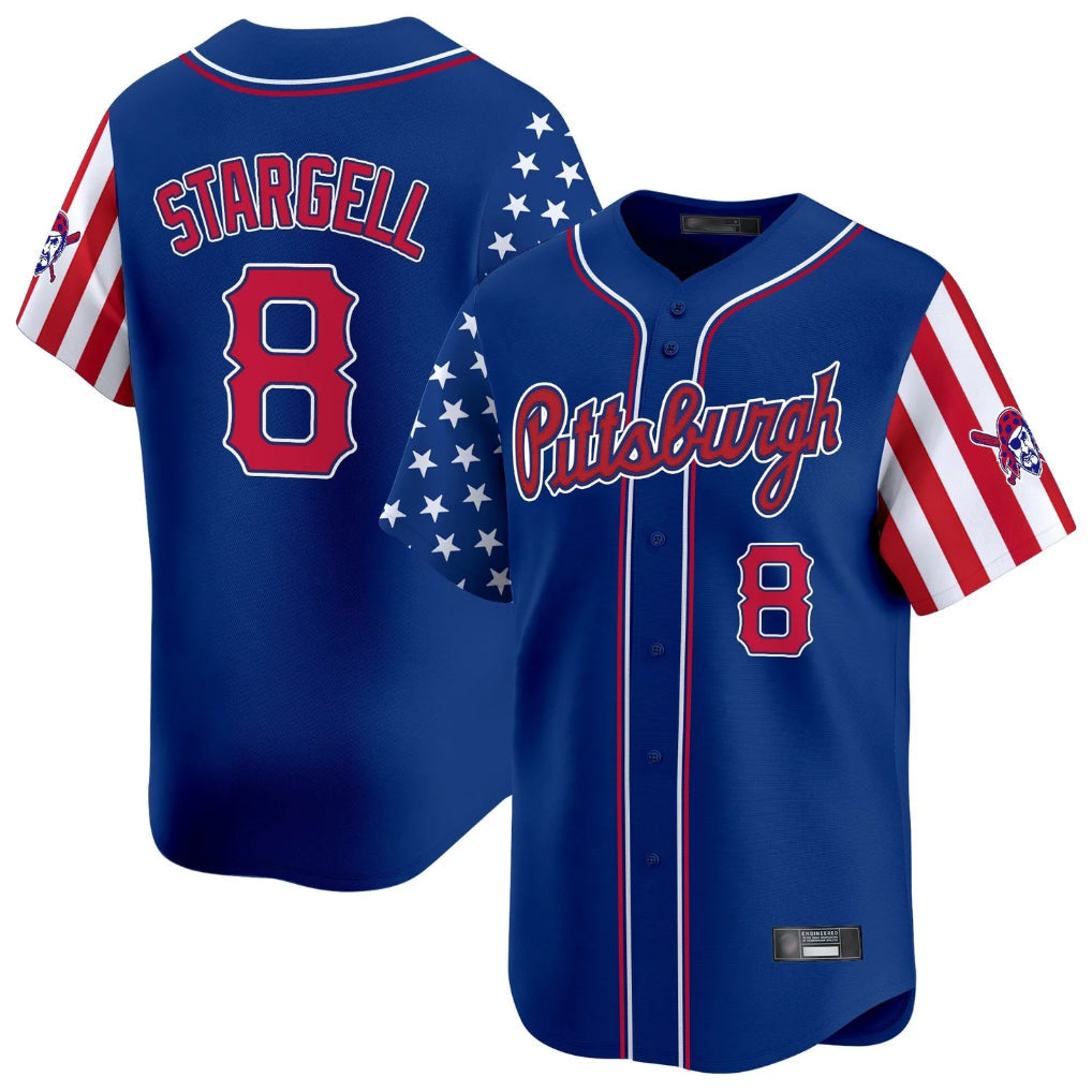 Johmsee P.Pirates #8 Willie Stargell Player Royal 2025 Independence Day Vapor Premier Limited Stitched Jerseys