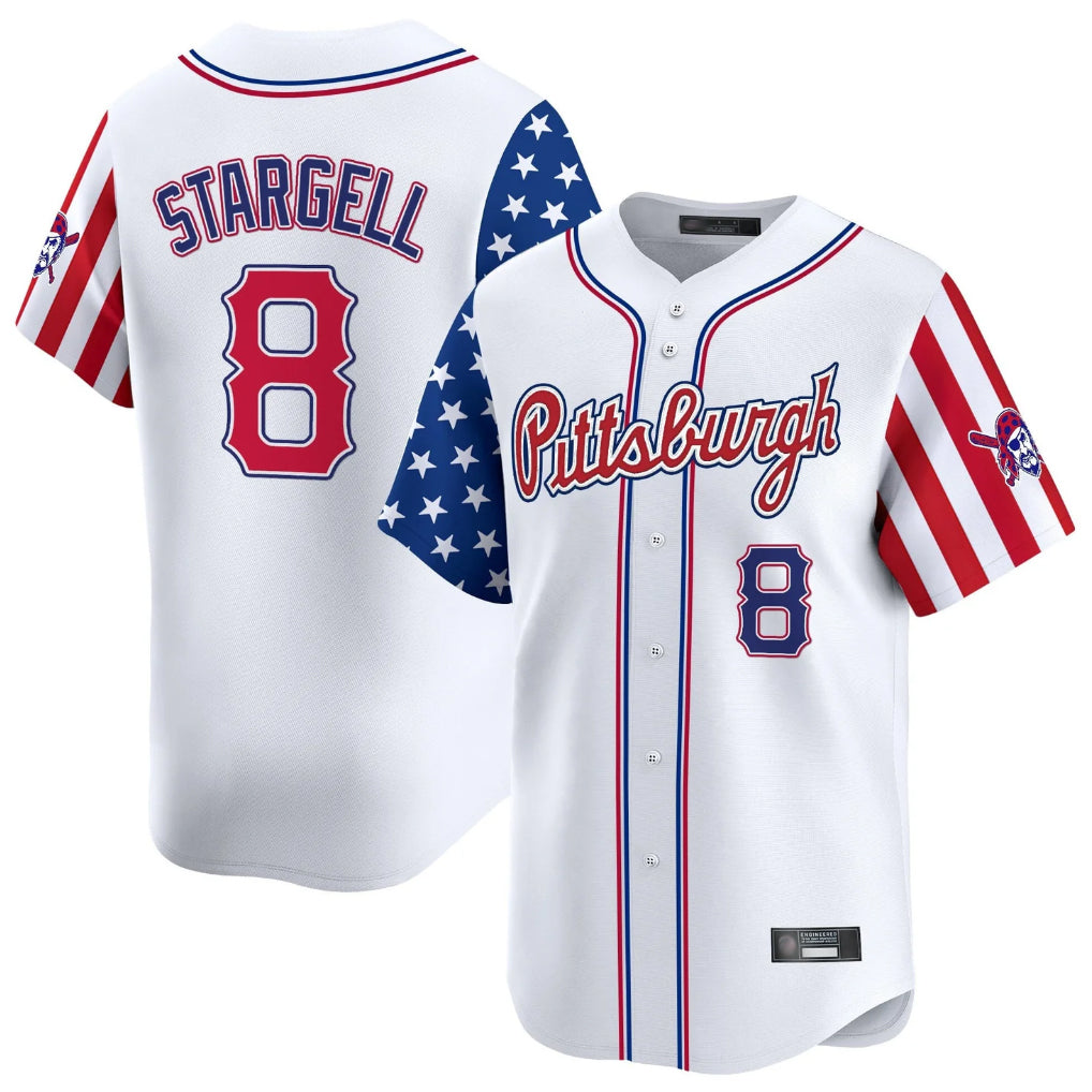 Johmsee P.Pirates #8 Willie Stargell Player White 2025 Independence Day Vapor Premier Limited Stitched Jerseys