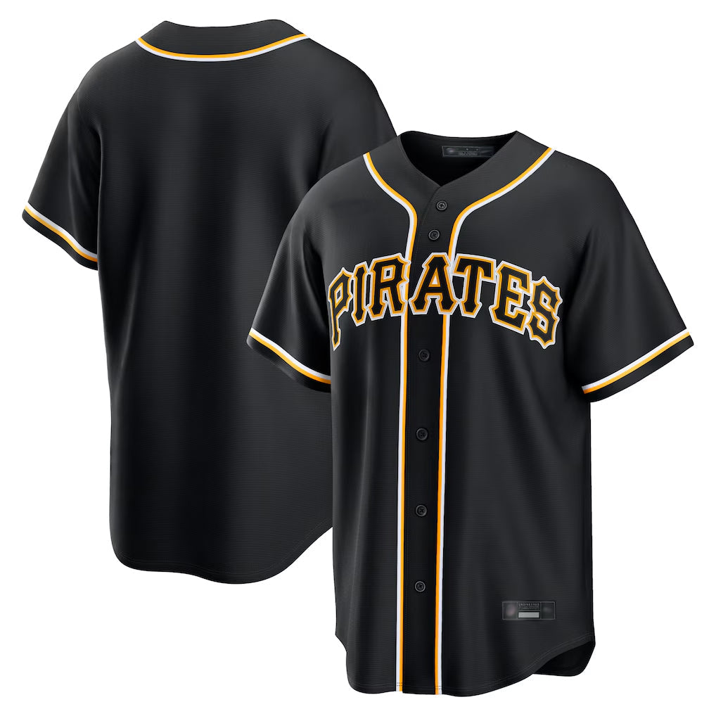 Johmsee P.Pirates Blank Player Black Fashion Out Home Game Stitched Jerseys