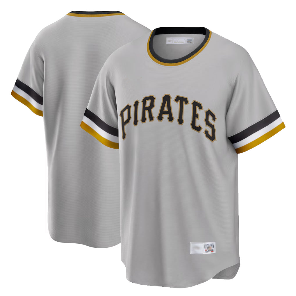 Johmsee P.Pirates Blank Player Gray Throwback Cooperstown Collection Limited T-shirt Stitched Jerseys