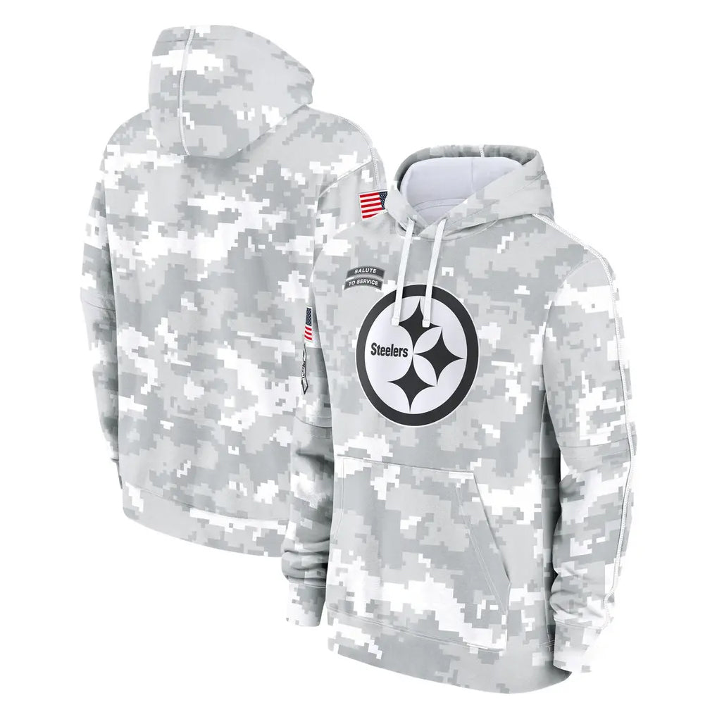 Johmsee P.Steelers Arctic Camo Limited Salute to Service Pullover Hoodies Game Blank Player Stitched Jerseys