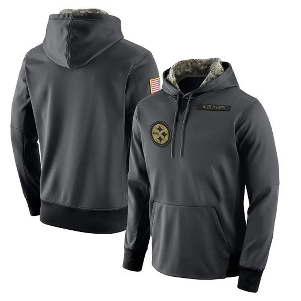 Johmsee P.Steelers Gray Pullover Hoodies Limited Blank Player Stitched Jerseys