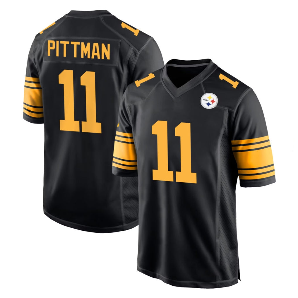 Johmsee P.Steelers #11 Michael Pittman Jr. Player Black Color Rush Home Game Stitched Jerseys