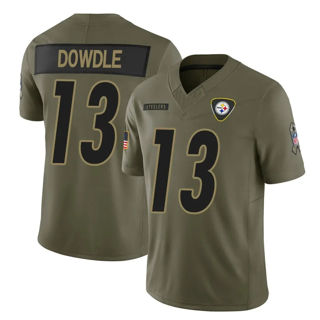 Johmsee P.Steelers #13 Rico Dowdle Player Olive 2025 Salute To Service Limited Home Game Stitched Jerseys