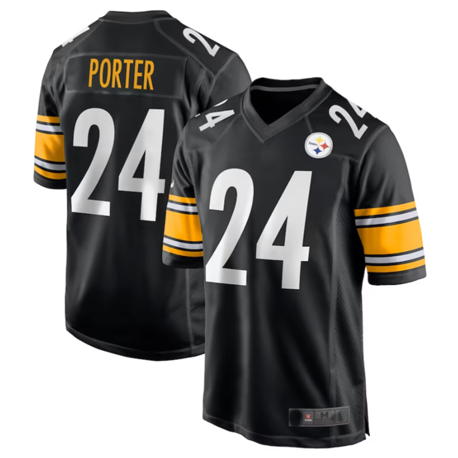 Johmsee P.Steelers #24 Joey Porter Jr. Black 2023 Draft Pick Game American Stitched Jersey