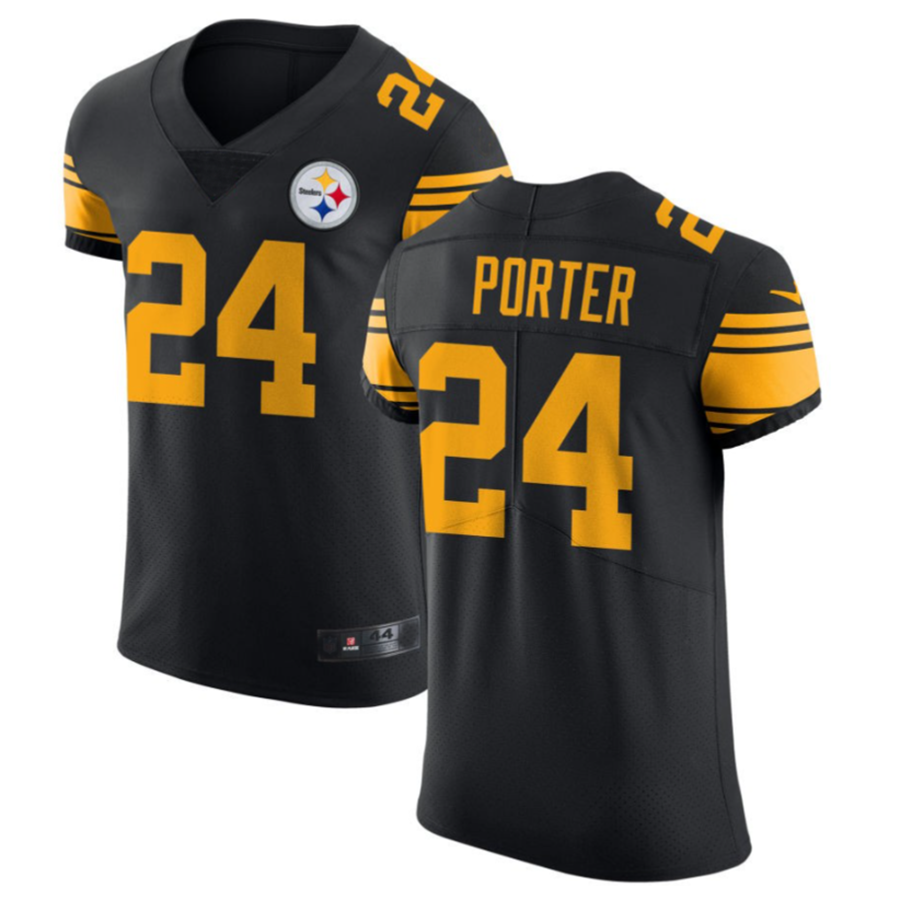 Johmsee P.Steelers #24 Joey Porter Jr. Black Vapor Untouchable Elite Color Rush American Stitched Jerseys