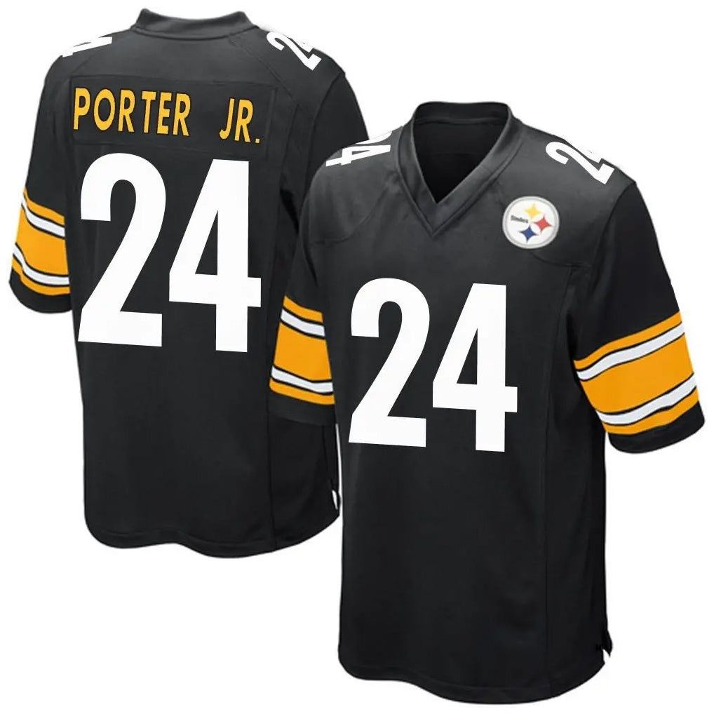 Johmsee P.Steelers #24 Joey Porter Jr. Player Black Game Home Stitched Jerseys