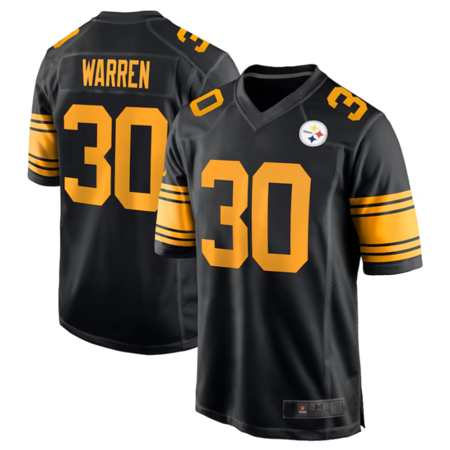 Johmsee P.Steelers #30 Jaylen Warren Black Alternate Game American Stitched Jersey