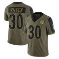 Johmsee P.Steelers #30 Jaylen Warren Player Olive Salute To Service Limited Game Stitched Jerseys