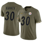 Johmsee P.Steelers #30 Jaylen Warren Player Salute To Service Limited Olive Stitched Jerseys