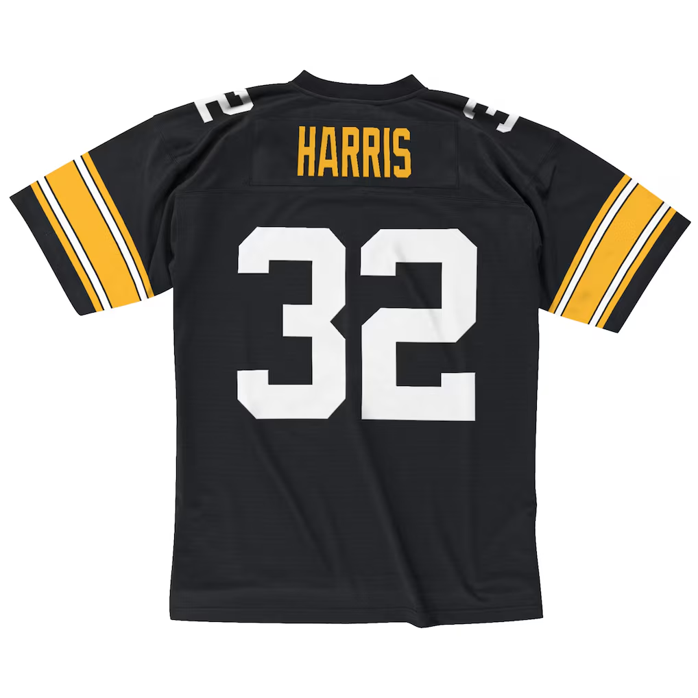 Johmsee P.Steelers #32 Franco Harris Mitchell & Ness Black Legacy Replica Stitched Puhic Jersey