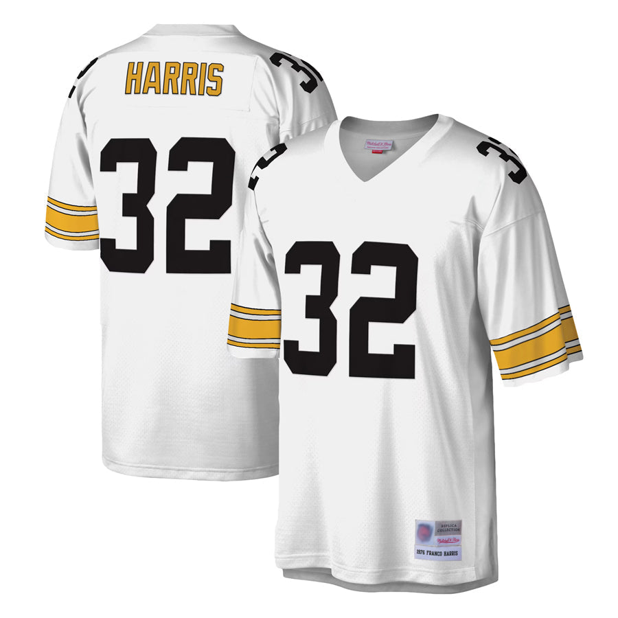 Johmsee P.Steelers #32 Franco Harris Player Mitchell & Ness White Legacy Replica Stitched Jerseys