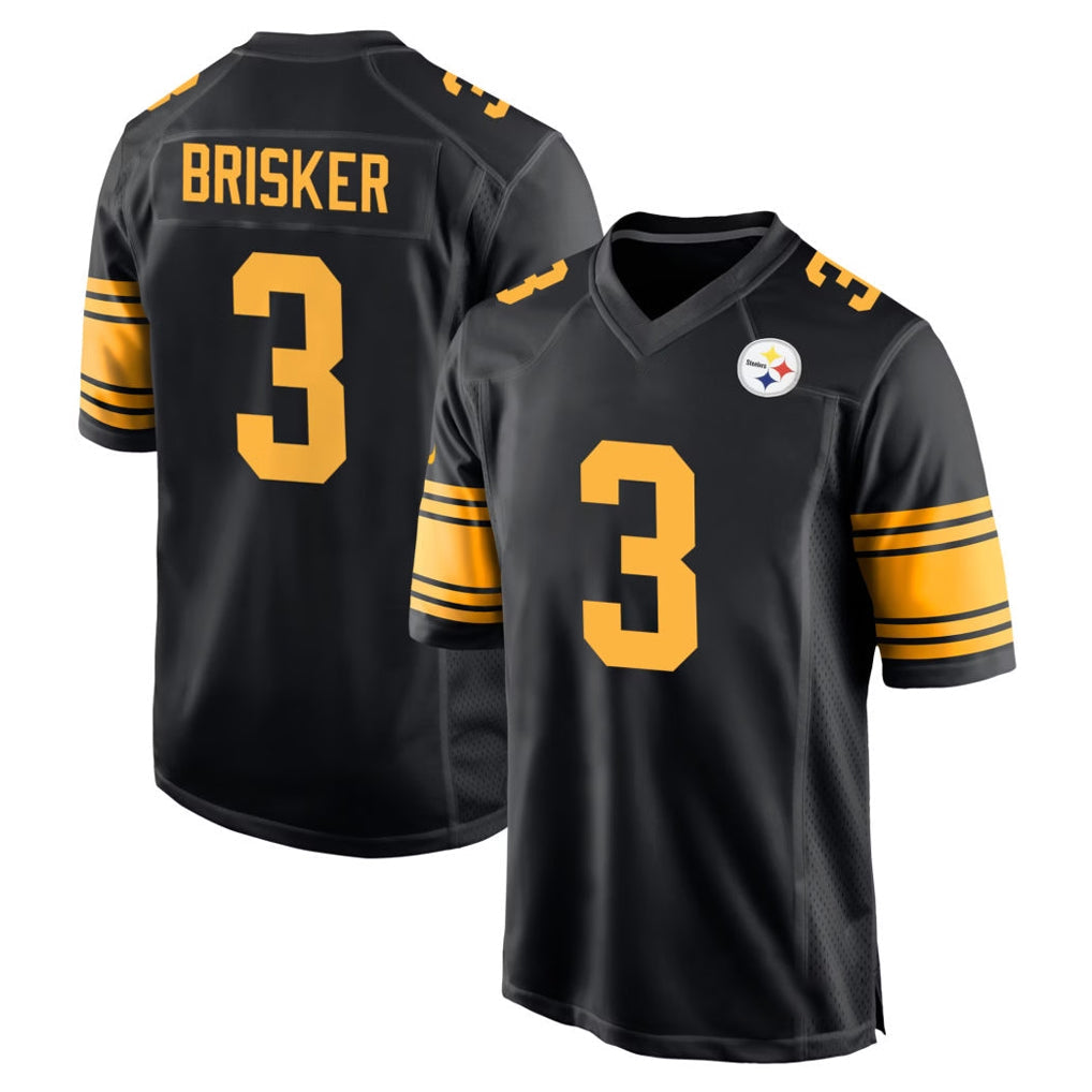 Johmsee P.Steelers #3 Jaquan Brisker Player Black Color Rush Home Game Stitched Jerseys