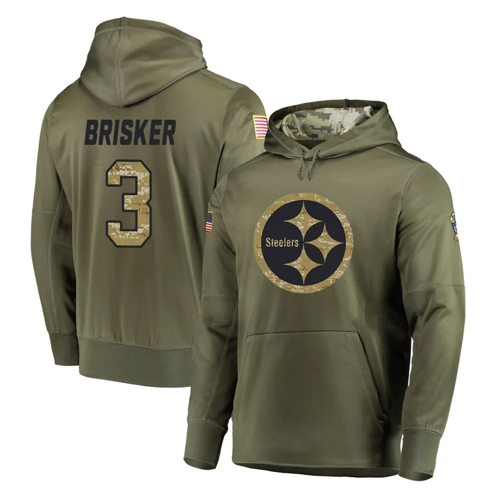Johmsee P.Steelers #3 Jaquan Brisker Player Olive Salute to Service Pullover Hoodie Home Game Stitched Jerseys