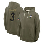 Johmsee P.Steelers #3 Jaquan Brisker Player Olive Salute to Service Pullover Hoodies Limited Stitched Jerseys