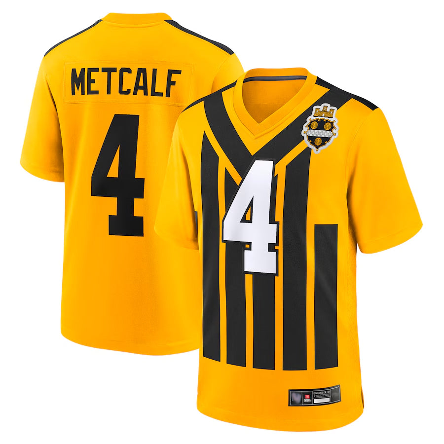 Johmsee P.Steelers #4 DK Metcalf Player Gold Alternate 1933 Throwback Game Stitched Jerseys