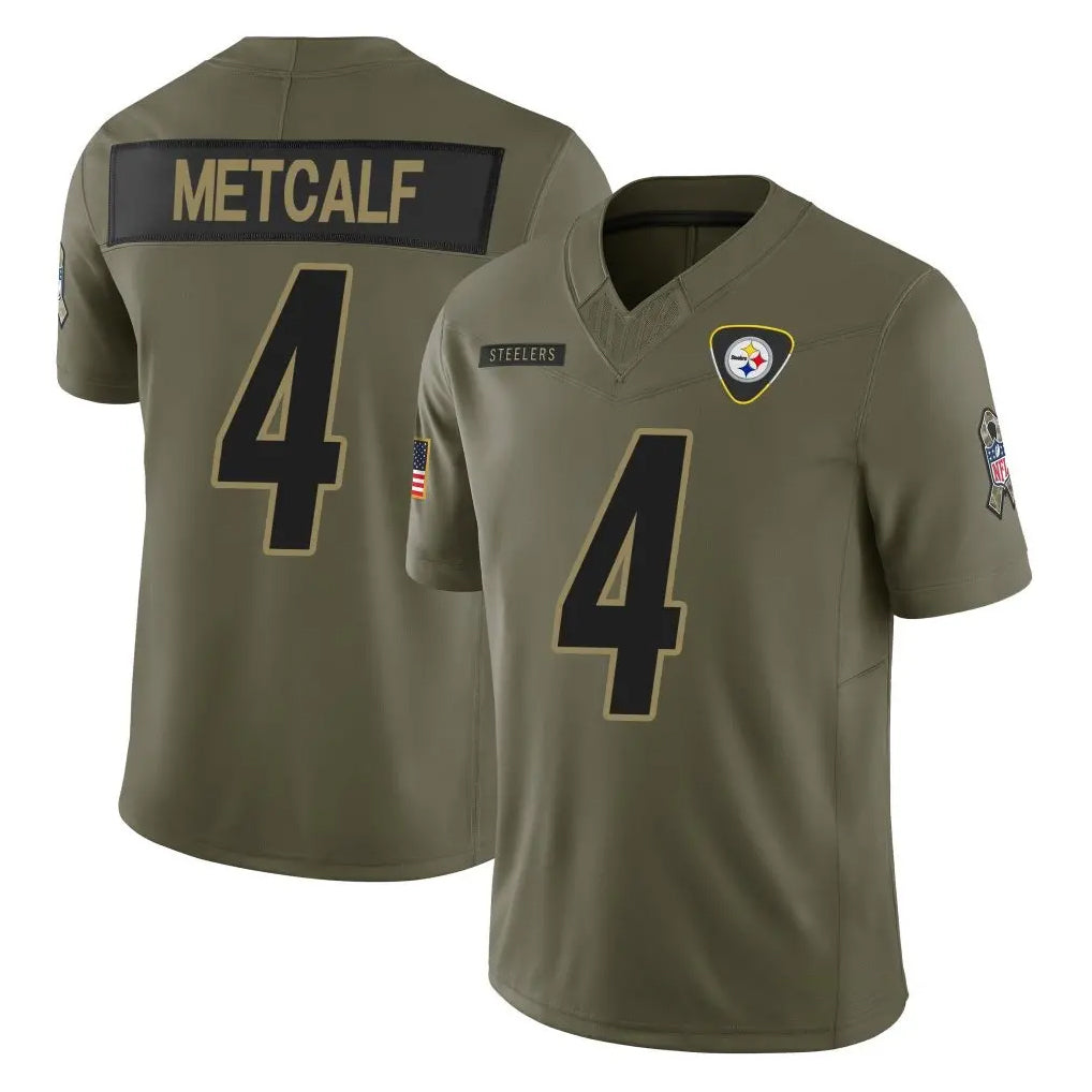 Johmsee P.Steelers #4 DK Metcalf Player Olive 2025 Salute To Service Limited Home Game Stitched Jerseys